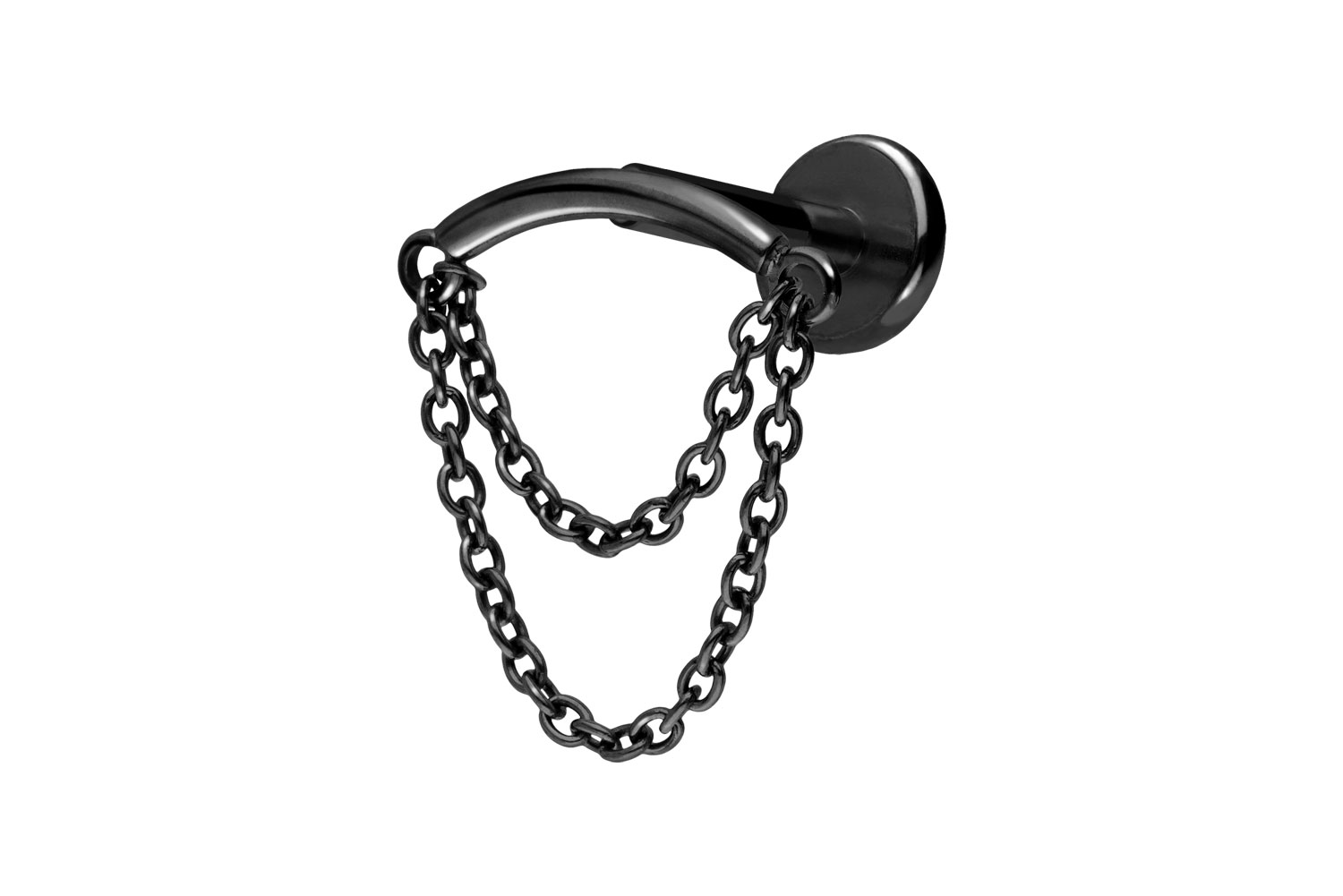 Titan Labret Piercing mit Push Fit BOGEN + 2 KETTEN
